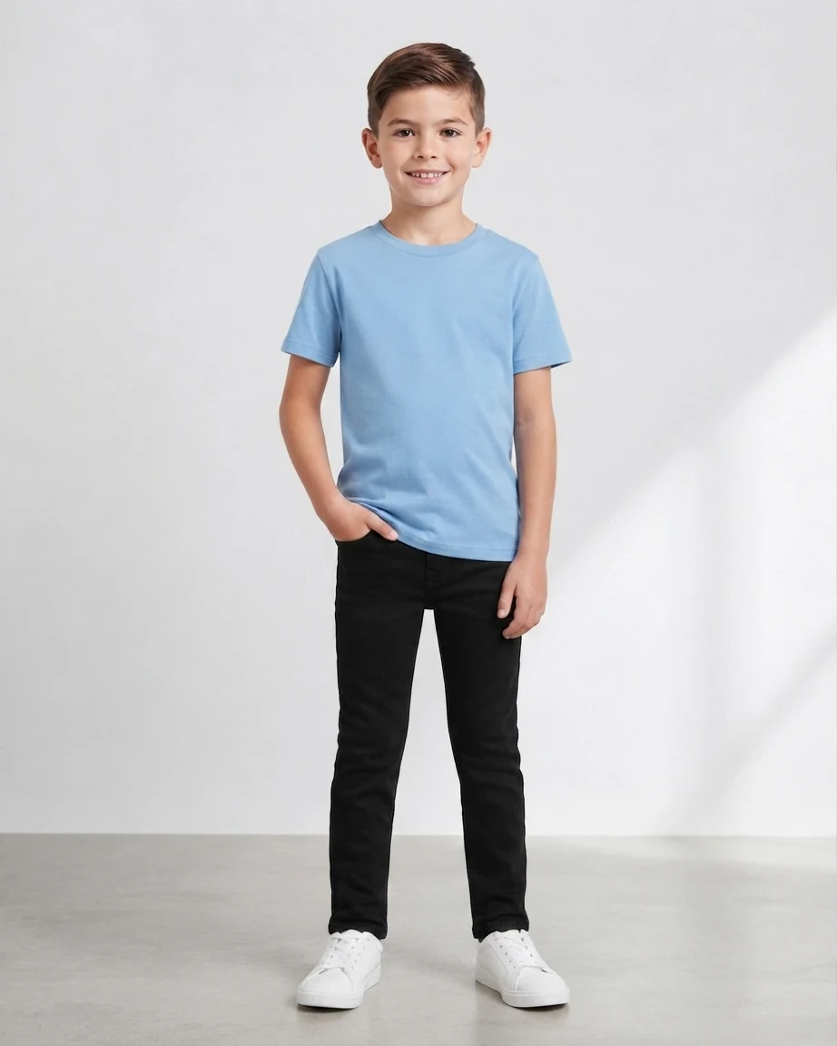 100% Cotton Plain T-Shirt for Kids – Ocean Blue